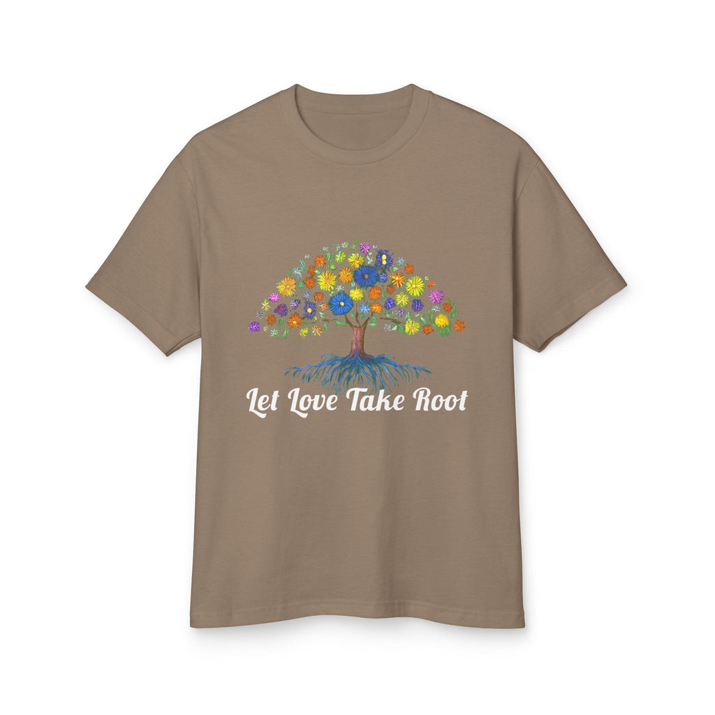 Garden Shirt with Tree & Flowers,Let Love Take Root T-Shirt, Nature Lover Gift, Positive Quote Graphic Tee