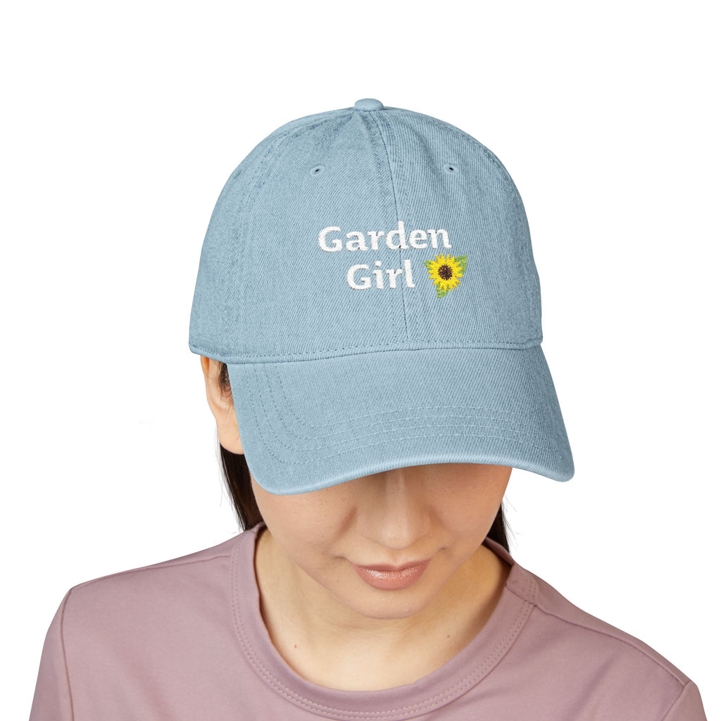 denim garden girl hat embroidered womens sun protection outdoor gardening
