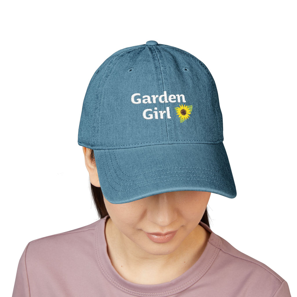 denim garden girl hat embroidered womens sun protection outdoor gardening