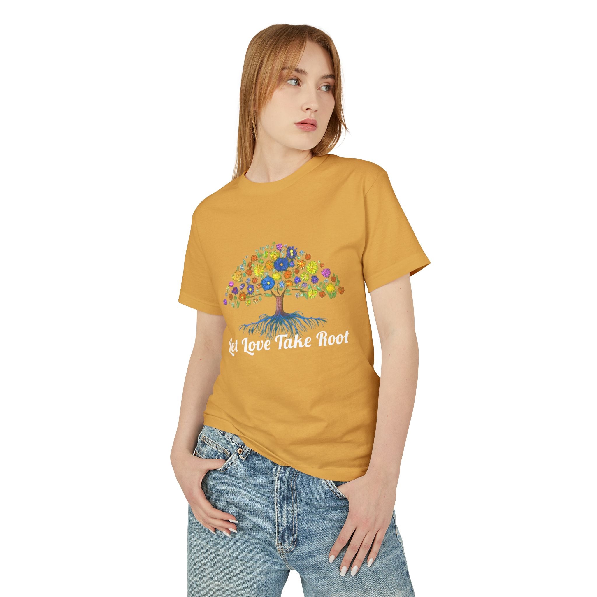 Garden Shirt with Tree & Flowers,Let Love Take Root T-Shirt, Nature Lover Gift, Positive Quote Graphic Tee