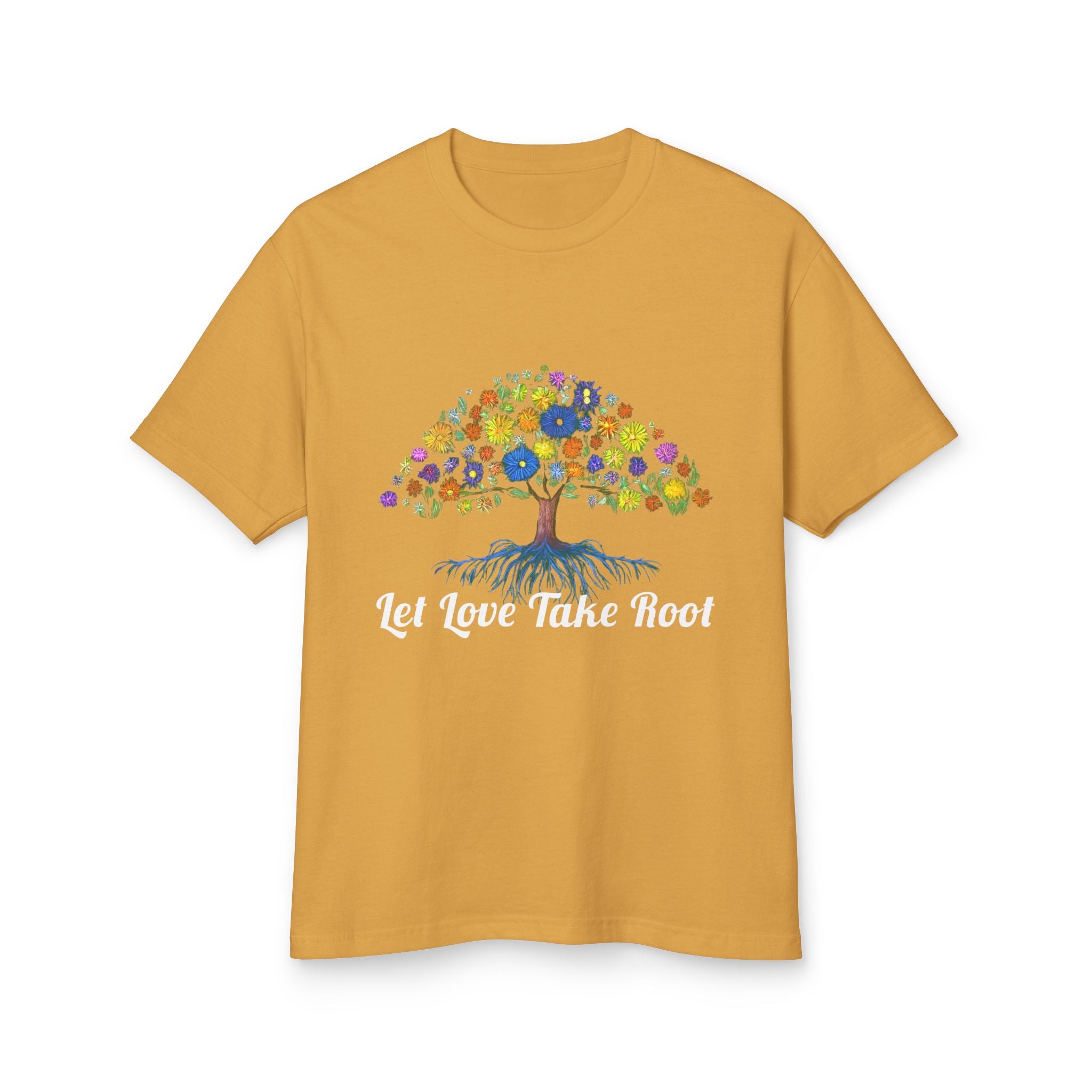 Garden Shirt with Tree & Flowers,Let Love Take Root T-Shirt, Nature Lover Gift, Positive Quote Graphic Tee