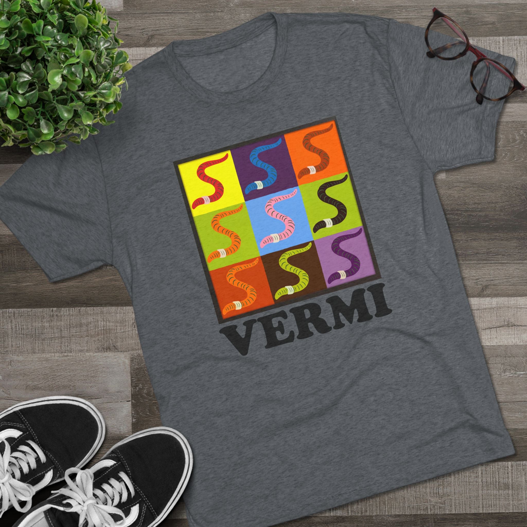 Vermi T-Shirt | Retro Gardening Shirt | Funny Worm Farmer & Gardener Gift | Composting & Soil Lover Tee